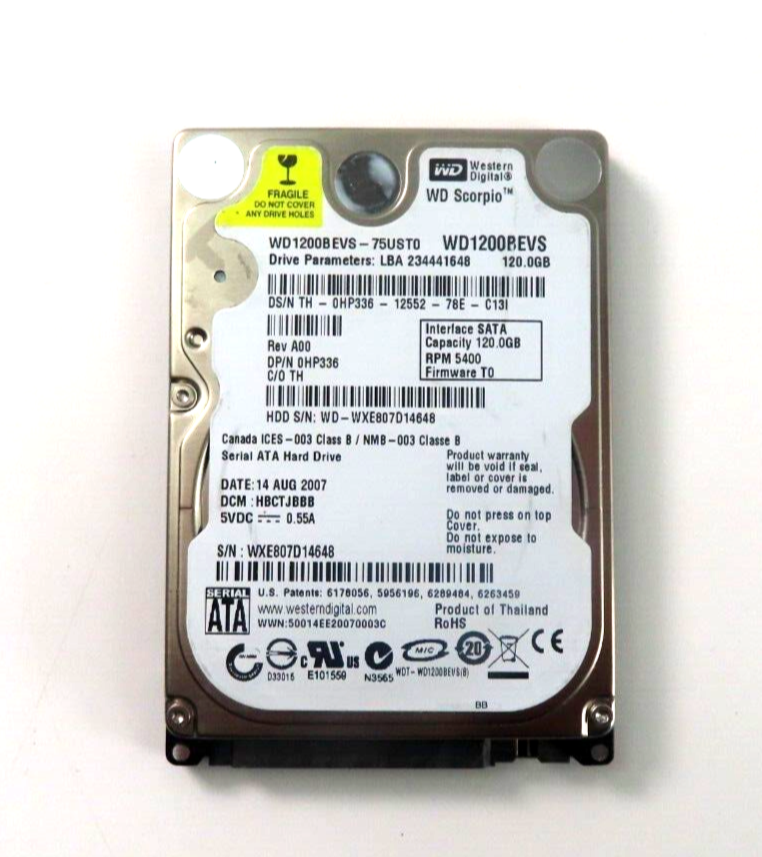 120GB SATA 2.5"" 9.5MM 5400RPM 1.5Gb/s HDD - HP336