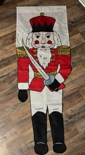 Christmas Holiday Flag Nylon Nutcracker Soldier 2 Sided Cut Out Bottom 59  