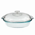 Pyrex 702 1.8L Clear Glass Oval Covered Casserole Roaster With Lid