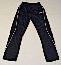 VTG Mens FILA Double Piped Track Pants Size M 80s Black Drawstring Elastic Waist