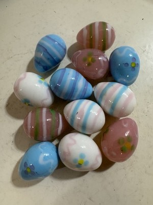 Lot Of 12 Glass Pastel Mini Eggs Bowl Fillers 1''