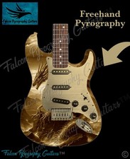 Handmade Unique Bespoke Pyrography Dragon Stratocaster Electric Guitar