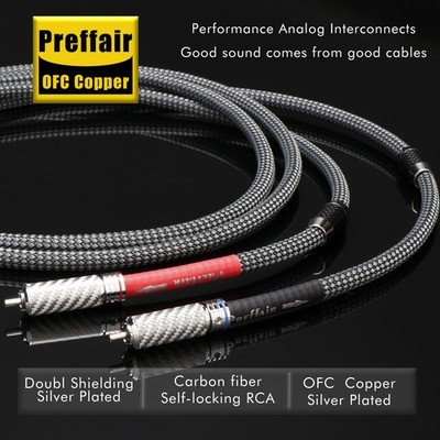 Preffair Shielded HIFI RCA Cable Cord Carbon Fiber Plug Signal Interconnect Wire