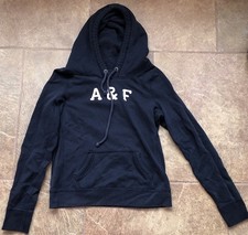 VTG Abercrombie  Fitch Women  s LARGE Y2K Blue Hooded Fitted LOGO Sweatshirt