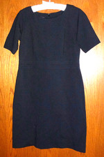TALBOTS - BLACK MEDIUM-WEIGHT SS WAISTED STRETCH-KNIT SHEATH DRESS - PETITE 4P