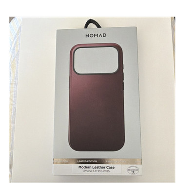 Nomad Leather Burgundy Case for iPhone 6.3'' Pro 2025 MagSafe Compatible