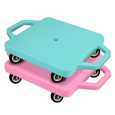 2 Pcs Sports Scooter Board with Handles Colored Floor Sitting Scooter Board w...
