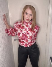 Boohoo Woven Floral high neck Tie Back Top with open back and ties at wrists