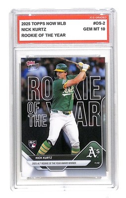 Nick Kurtz 2025 Topps Now MLB #OS-2 Rookie Of The Year Graded Gem Mint 10