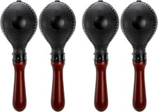 Suwimut Set of 4 Wood Concert Maracas, Rumba Shakers Rattle Hand Black
