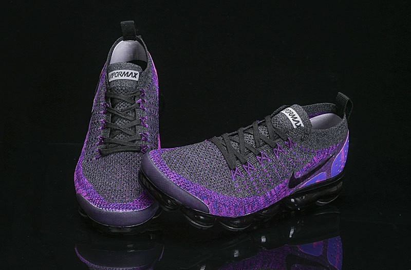 Nike Air VaporMax Flyknit 2 Black Purple Men's Cushioned Shoes