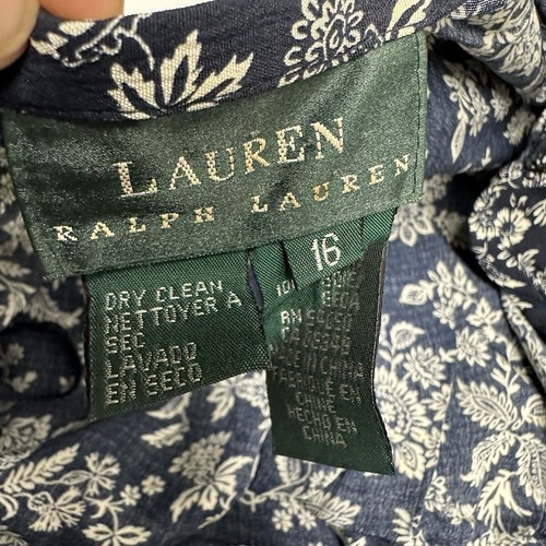 Vintage Lauren Ralph Lauren Maxi Skirt 16 100% Silk Navy Floral Print Romantic - Picture 5 of 7