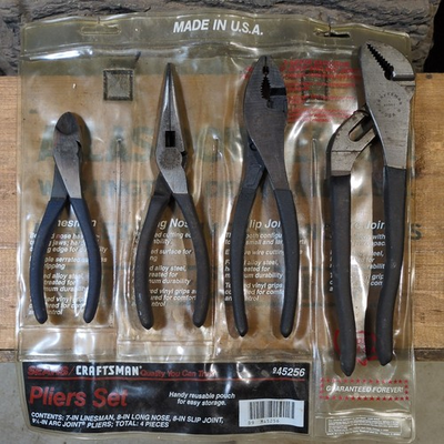 #ad Vintage Craftsman USA 4pc Pliers Set WF USA Long Nose Slip Joint Diagonal $89.95