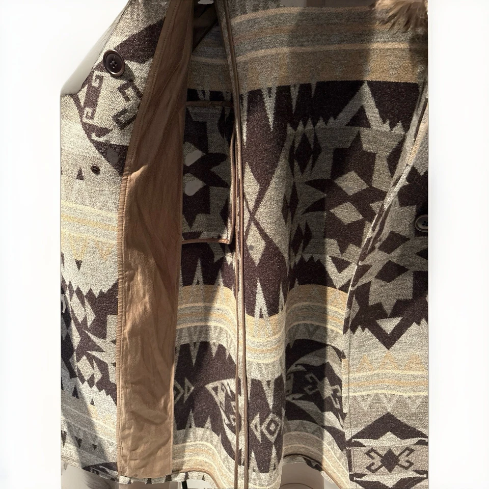 Precioso abrigo vintage Ellen Tracy 100 % lana virgen con cuello de piel de zorro ciruela 4 Italia Foto 4 de 4