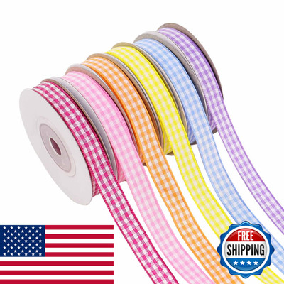 Tkypzy 6 Roll Gingham Ribbon For Gift Wrapping 2/5 Inch X 10 Yards Plaid