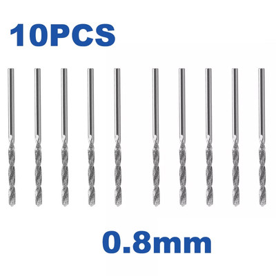 10PCS 0.8mm Diamond Coated Tipped Twist Drill  Bit For Glass Jewelry Stone Tile
