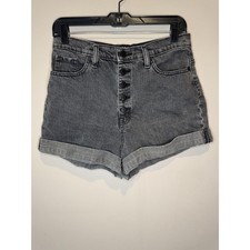 BDG Urban Outfitters Mom Shorts 29 Gray Black High Rise Button Fly Cuffed Denim