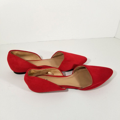 A New Day Shoes Women's 7 Rebe Red Suede Ballet Flats Padded Insoles Pointed Toe