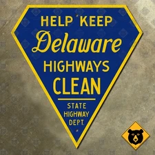 Delaware help keep highways clean marker road sign litter environment 17x18