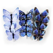 ConetoRosa 12PCS 2Sizes Butterfly Wall Decor, 3D Decorations for Home, Blue