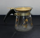 Vintage  MCM  1960s PYREX Tea Coffee Syrup Carafe Gold Clover Mini 4” Flip Lid