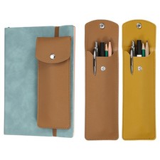 Adjustable Elastic Band Pen Holder, 1Set Brown/Yellow