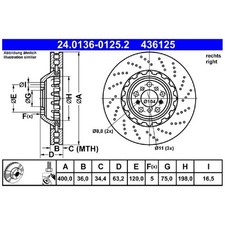 ATE Scheibenbremse vorne rechts 34112284102 | 162743