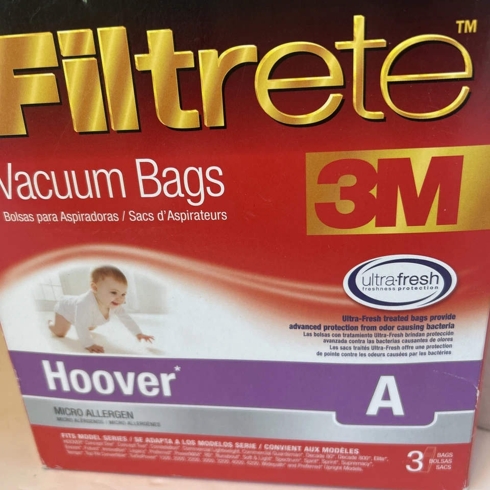 Filtrete 3M Vacuum Cleaner Bag Hoover Style A Micro Allergen 3 Pack New #64730A - Image 3 of 4