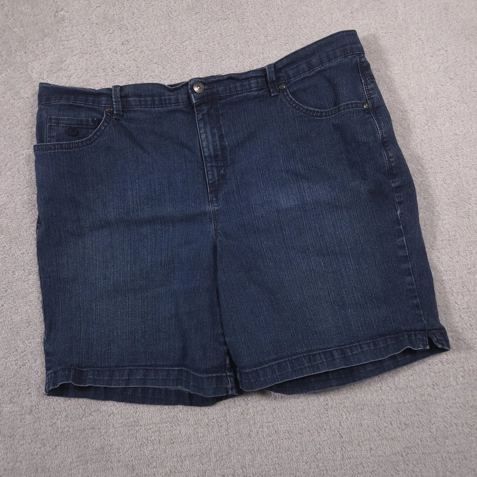 Gloria Vanderbilt Amanda Jean Shorts Womens 18W Blue Denim Plus Size Slimming - Image 2 of 4