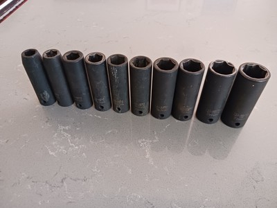 PERFORMANCE TOOL 10 PC DEEP IMPACT SOCKET SET 12mm-22mm - Missing 20mm