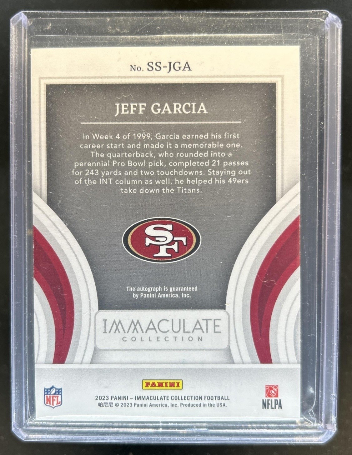 2023 Panini Immaculate Jeff Garcia Statement Signatures Auto Autograph #/49 view 2