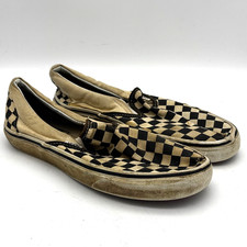 Vans Classic Checkerboard Slip On Black White Canvas Skate Shoes Men 6.5 Women 8