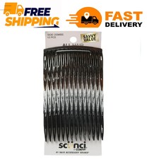 Scunci Plastic Side Hair Combs, Black, Clear, and Tortoise Shell, 12 Ct