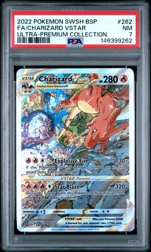 2022 POKEMON SWSH BLACK STAR PROMO #262 FULL ART/CHARIZARD VSTAR PSA 7