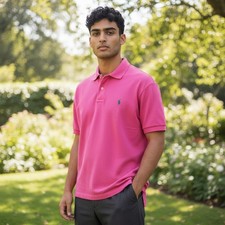 Polo by Ralph Lauren Mens Large Pink Cotton Short Sleeve Polo Shirt Size L