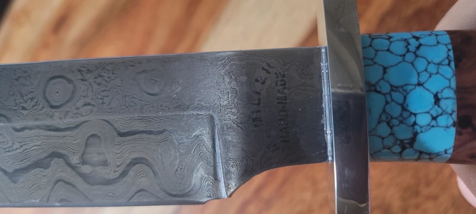 Michael Miller Custom Fixed Blade Damacus Knife Bowie Fighter w/Certificate.  - Image 3 of 4