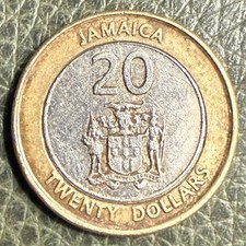 2001 Jamaica 20 Dollar Coin Featuring Marcus Garvey Bi-Metallic