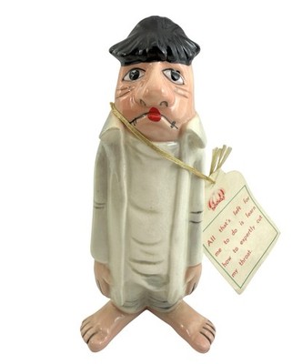 Vintage 1960s Miserable Man Figure-WALES Japan w/Tag-KITSCH Like PSYCHO CERAMICS
