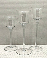 Vintage Clear Glass Tall Stem Votive Candle Holders Set Of 3 Graduated Sizes