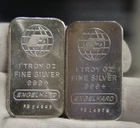 (2) 1 oz Engelhard 1 oz Silver Globe Bars
