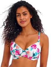 32E Freya Palm Paradise Plunge Bikini Top Underwired Swimwear 205002 White