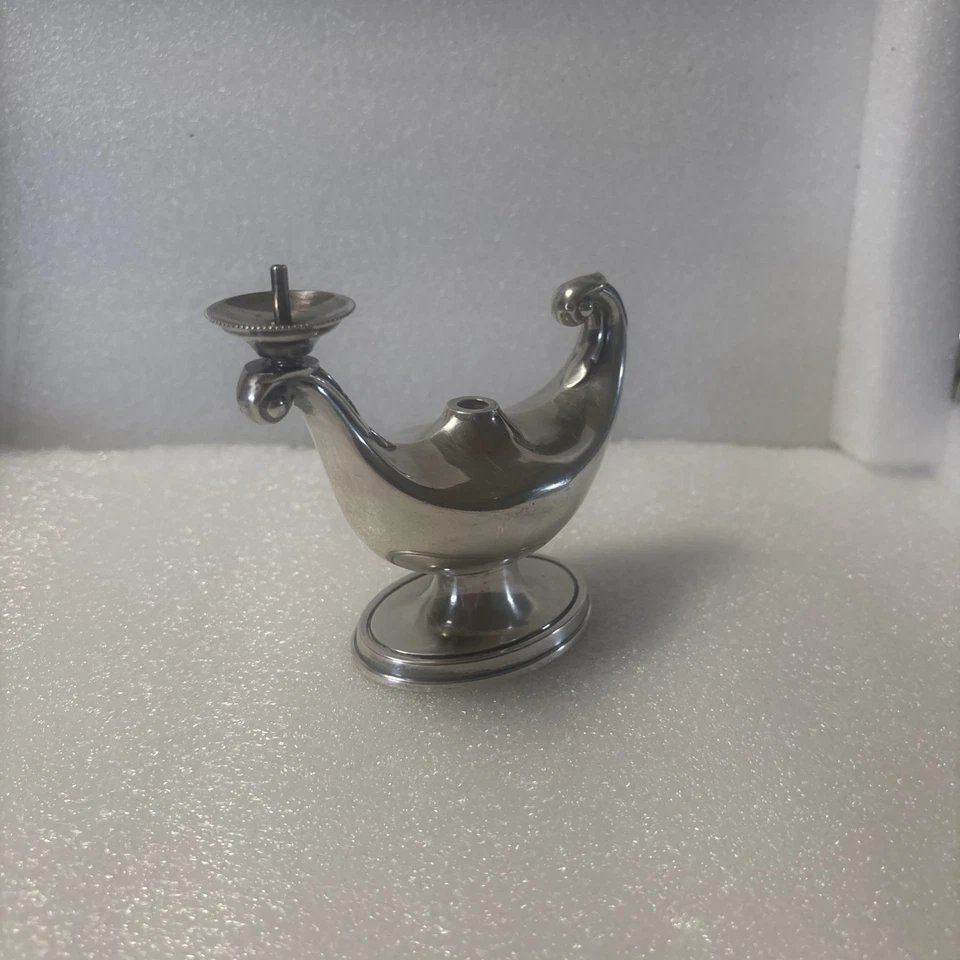 ANTIGUA LÁMPARA ALADDIN PLATA ESTERLINA ENCENDEDOR DE MESA Birmingham 1928 Foto 3 de 4