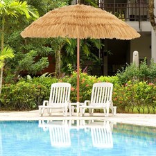 6.5Ft Tiki Patio Umbrella, Hawaiian Style Outdoor PE Grass Umbrella with Tilt...