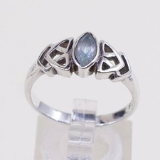 Sz 8.5, Sterling Silver Ring, 925 Silver Ring W/ blue Sapphire