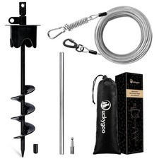 Heavy Duty Dog Tie Out Cable  Stake for Outside,30FT 17IN STAKE 30FT CABLE