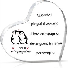 Regalo Per Lui Lei, Pinguino Placca Acrilica, Regali Compleanno, Anniversario.