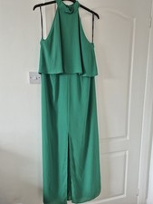 green halterneck Dress with front split