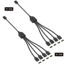 2 Pack 3Pin 5V ARGB Extension Cable Set with 8 Male Pins, 1-To-4 Addressable RGB
