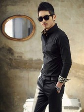 Mens Dress Shirts Clothes Luxury Casual Slim Stylish Long Sleeves Casual Shirts