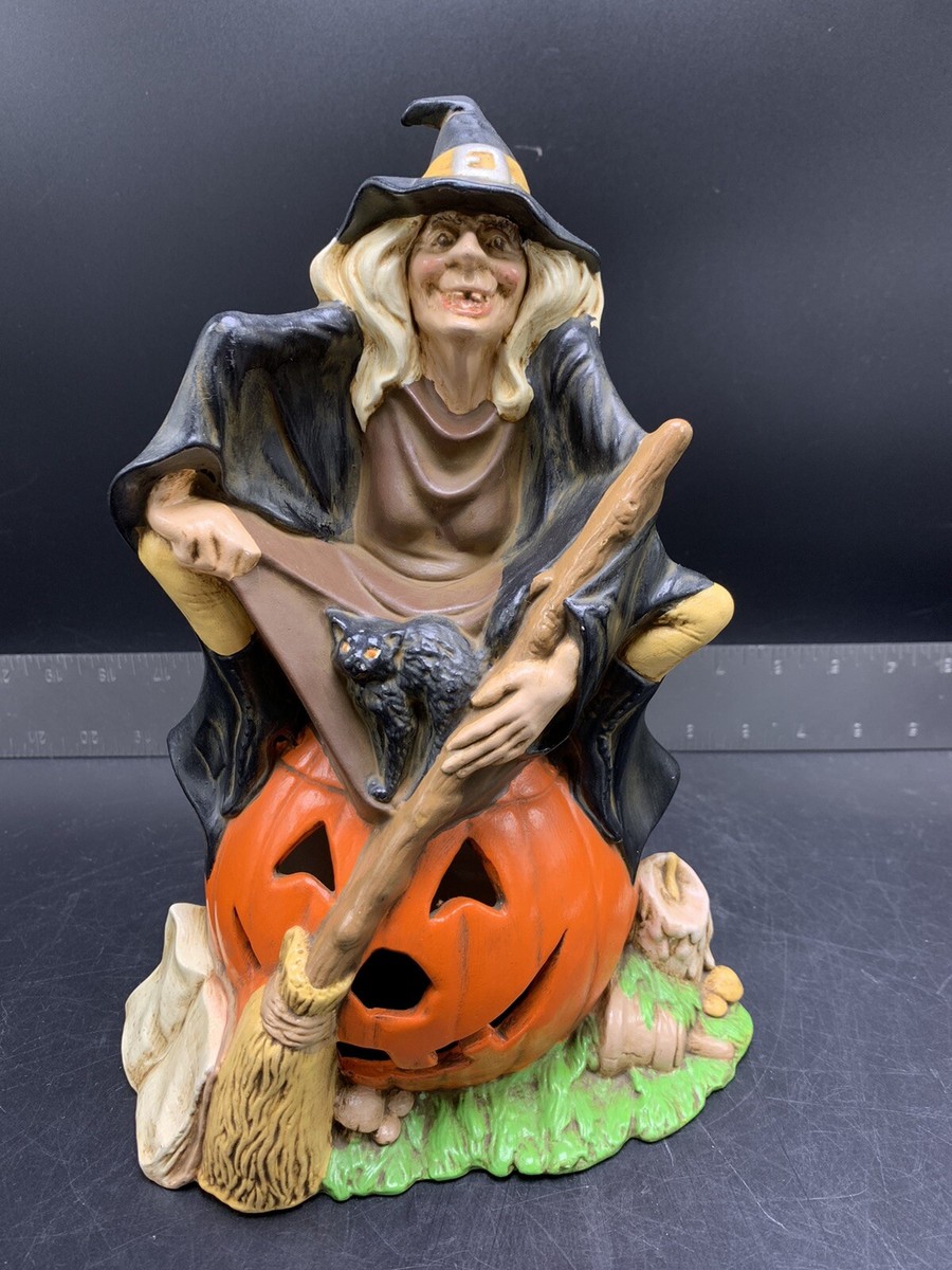 Vintage Ceramic Halloween Witch Jack O Lantern Byron Mold Company